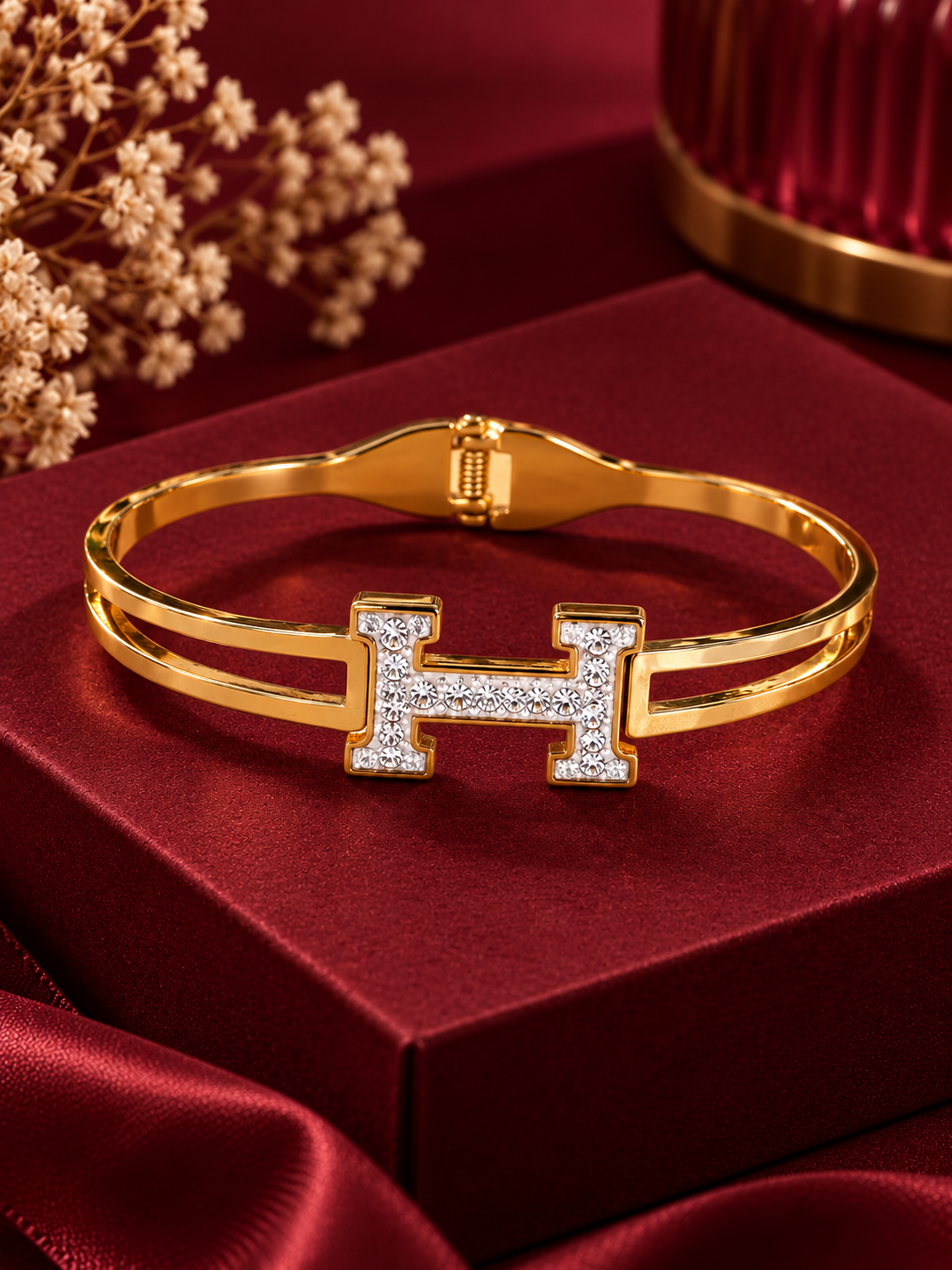 Gold Plated H Bangle 1 Gold Plated H Bangle