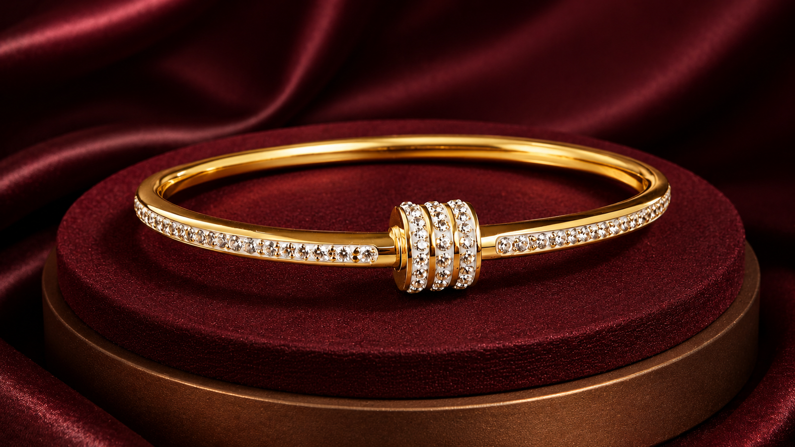 Crystal Accent Gold Bangle 1 Crystal Accent Gold Bangle