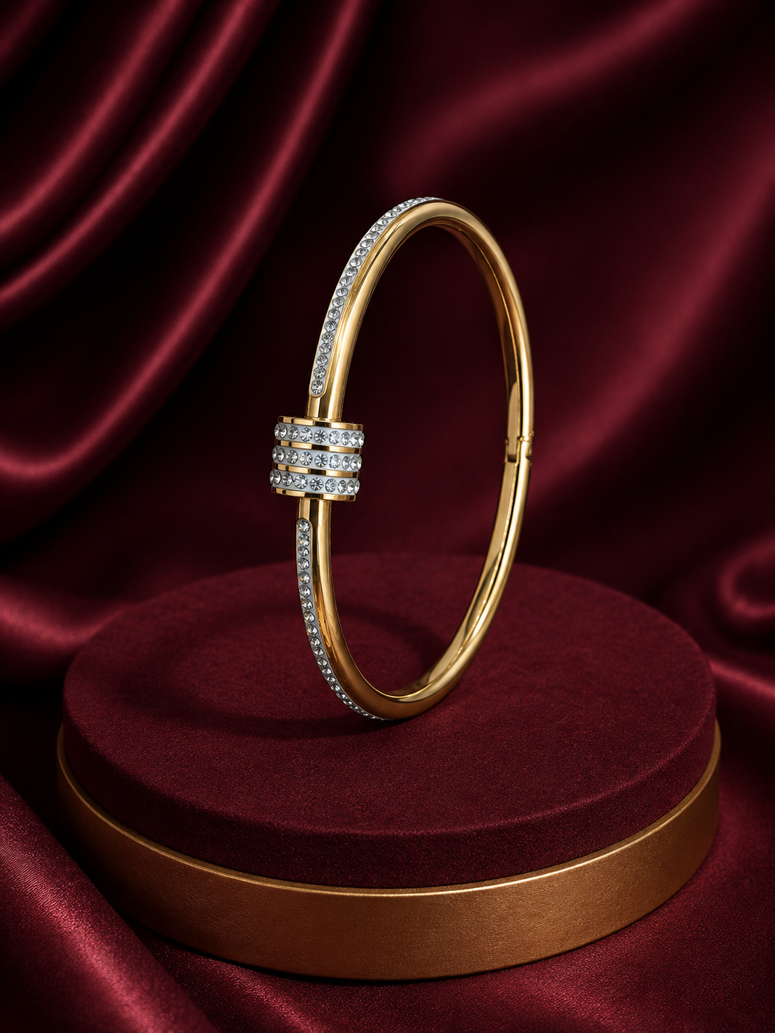 Crystal Accent Gold Bangle 2 Crystal Accent Gold Bangle