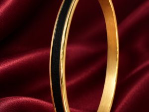 Gold Plated Black Enamel Bangle