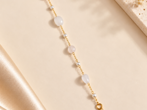 Elegant Pearl Rose Quartz Gold-Plated Bracelet