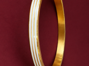 Gold & White Enamel Bangle