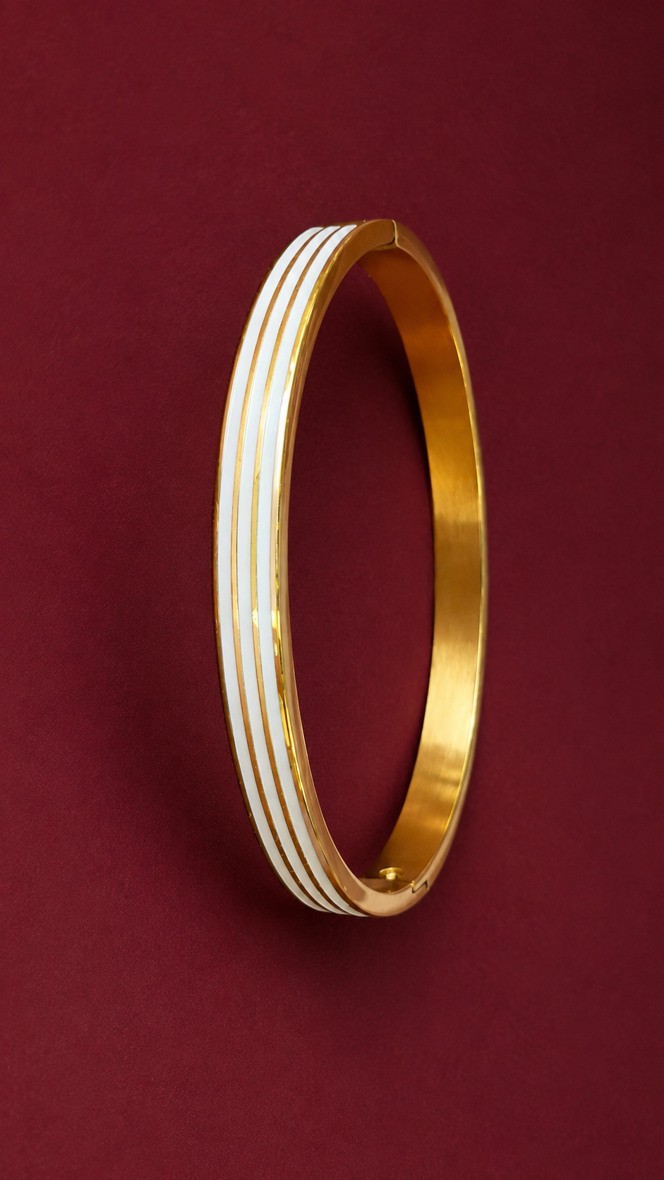 Gold & White Enamel Bangle 1 Gold & White Enamel Bangle