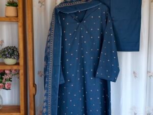 Blue Polkadot Loosefit Cotton Suit ASR55