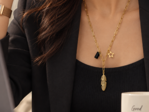 Gold Plated Leaf & Star Layered Necklace
