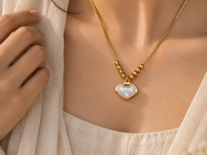 Gold plated heart pendant necklace for women