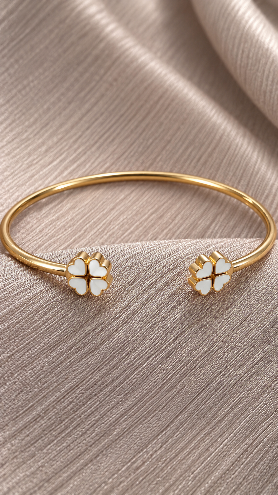 Gold Plated Clover Bangle 2 Gold plated clover bangle for women