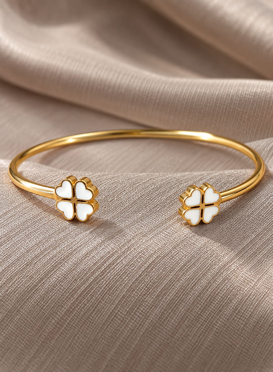 Gold Plated Clover Bangle 1 Gold plated clover bangle for women