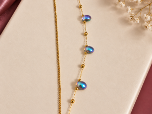 Iridescent Stone Gold-Tone Chain Bracelet