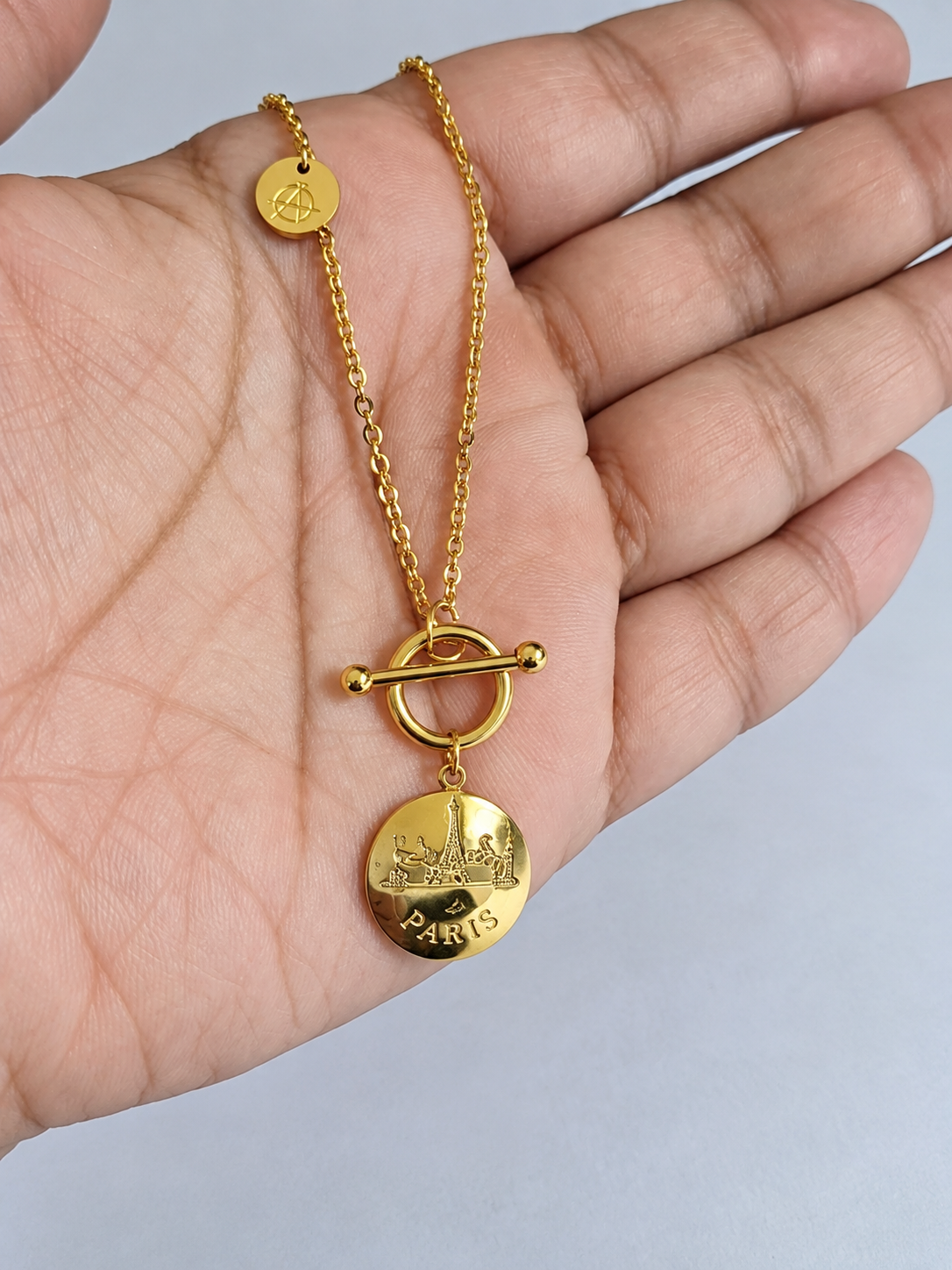 Gold-Tone Paris Pendant Necklace for Women – 316L Stainless Steel 2 Gold-Tone Paris Pendant Necklace – 316L Stainless Steel